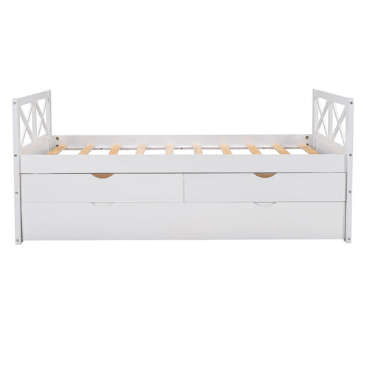 White Twin Bed with Trundle