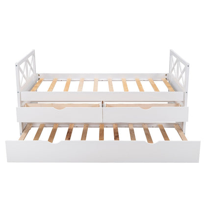 White Twin Bed with Trundle