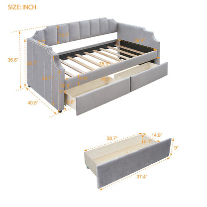 Twin Gray Upholstered Polyester Blend Bed