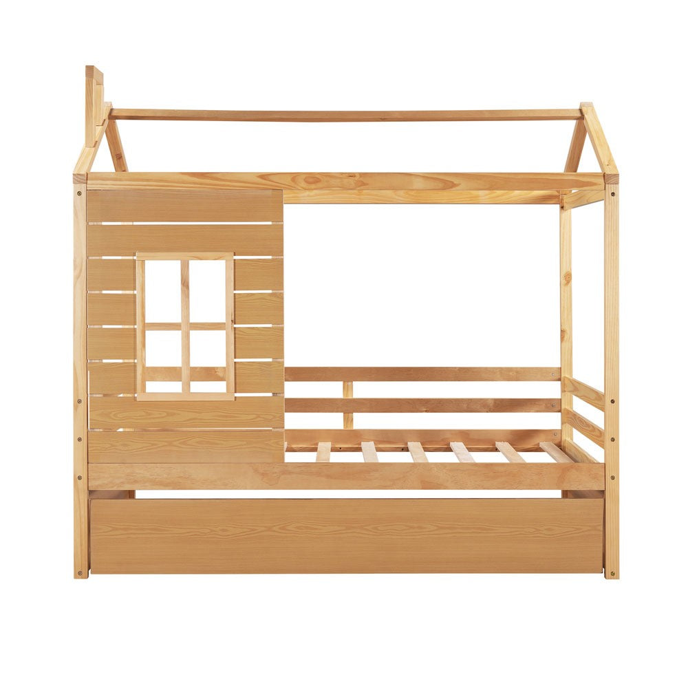 Natural Twin Bed with Trundle