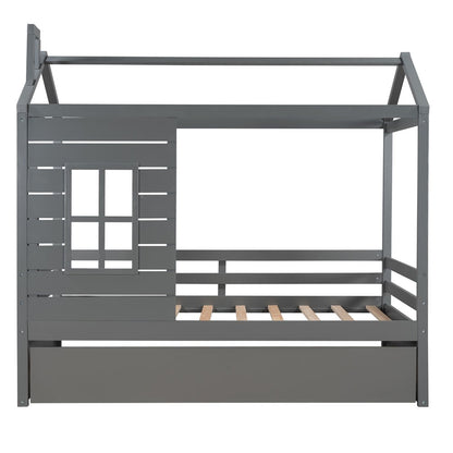 Gray Twin Bed with Trundle