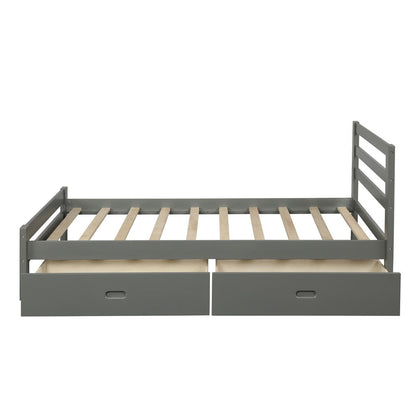 Gray Solid and Manufactured Wood Full Bed