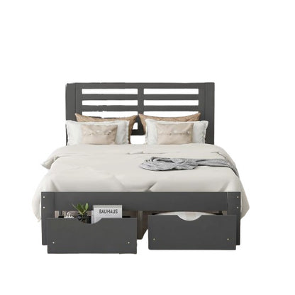 Gray Solid and Manufactured Wood Full Bed