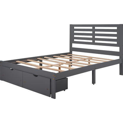 Gray Solid and Manufactured Wood Full Bed