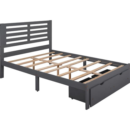 Gray Solid and Manufactured Wood Full Bed