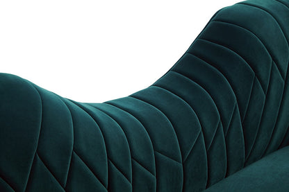 83" Green Velvet Curved Sofa With Silver Legs