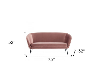 75" Coral Sofa With Black Legs