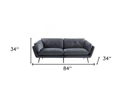 84" Dark Gray Sofa With Black Legs