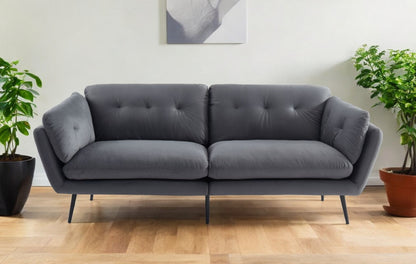 84" Gray Sofa With Black Legs