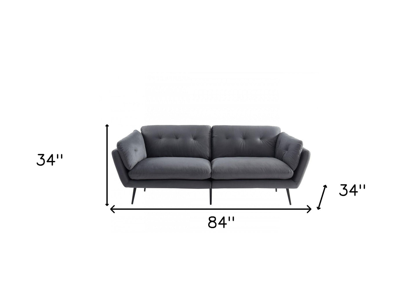 84" Gray Sofa With Black Legs