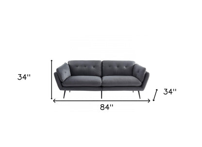 84" Gray Sofa With Black Legs