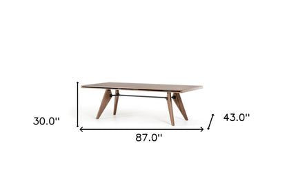 87" Walnut Rectangular Solid Manufactured Wood Dining Table