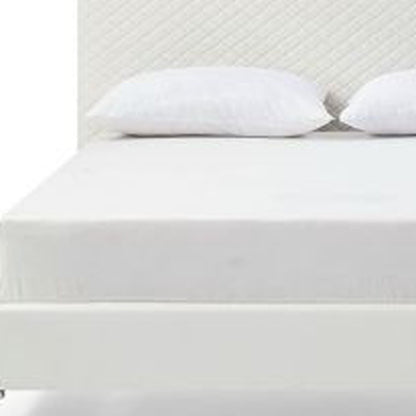 Full White Upholstered Faux Leather Bed