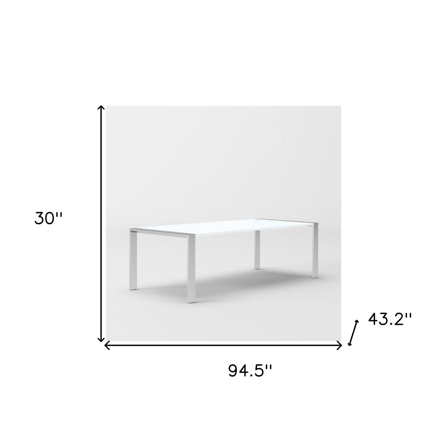 95" White And Silver Stainless Steel Dining Table