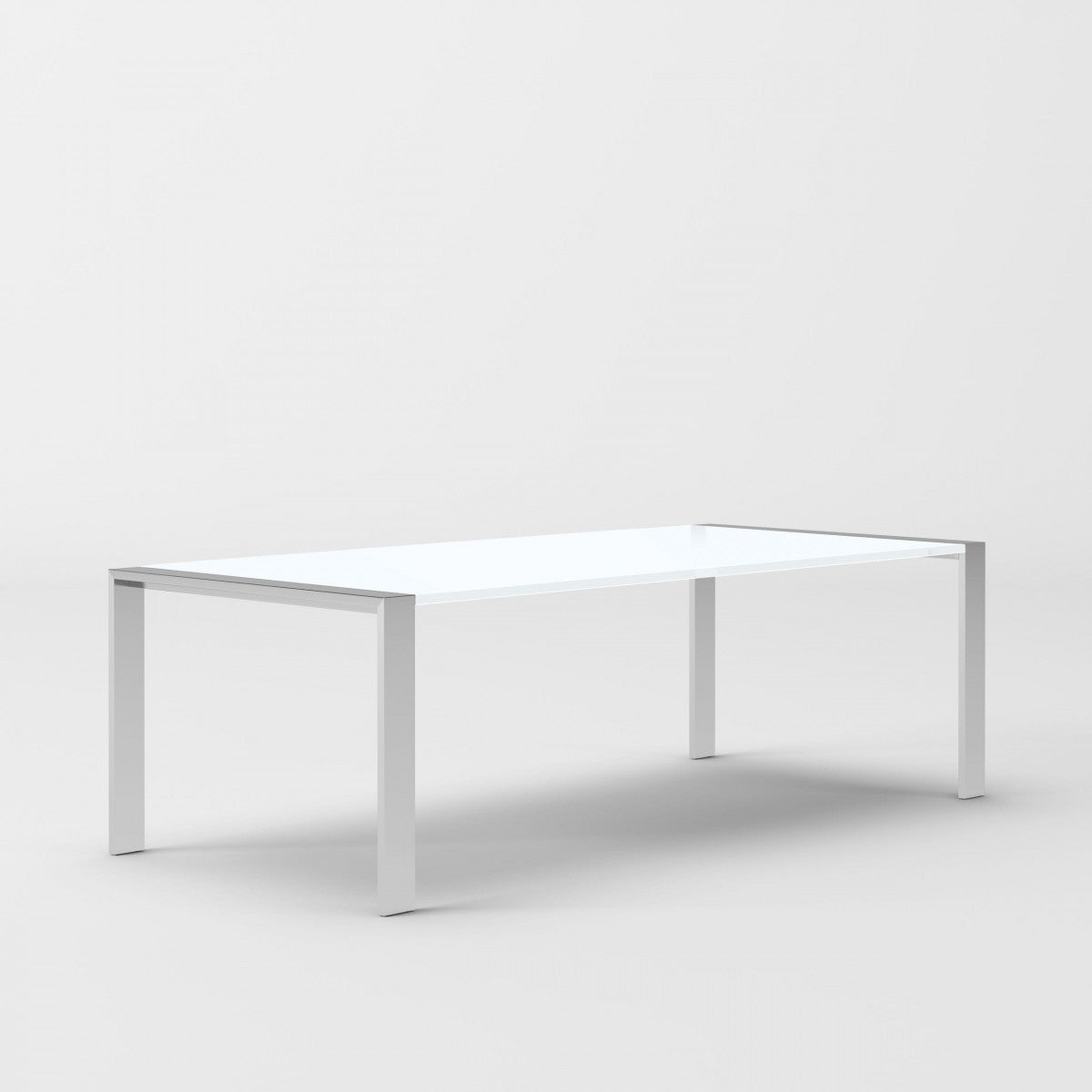 95" White And Silver Stainless Steel Dining Table