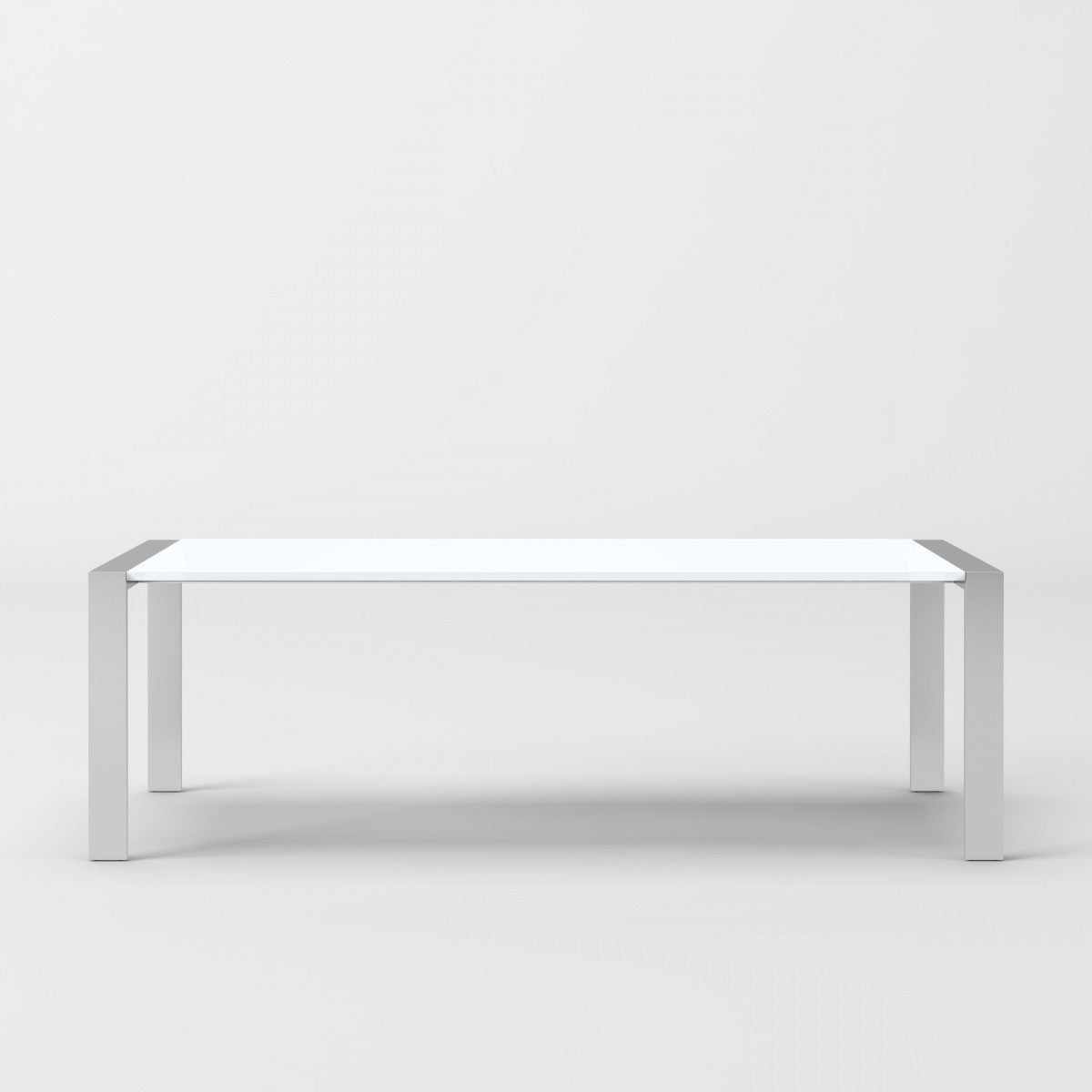 95" White And Silver Stainless Steel Dining Table