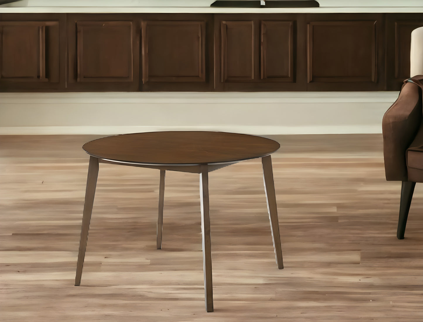 42" Brown Rounded Solid Wood Dining Table