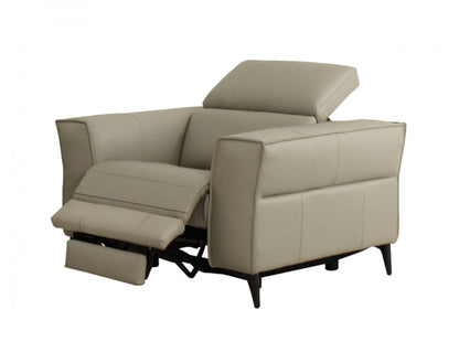 41" Light Grey Genuine Leather Power Recliner