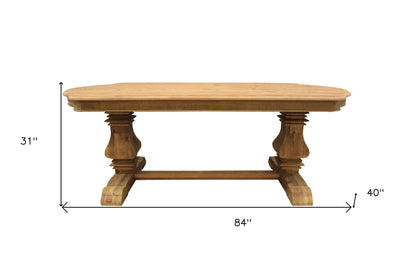 84" Natural Solid Wood Trestle Base Dining Table