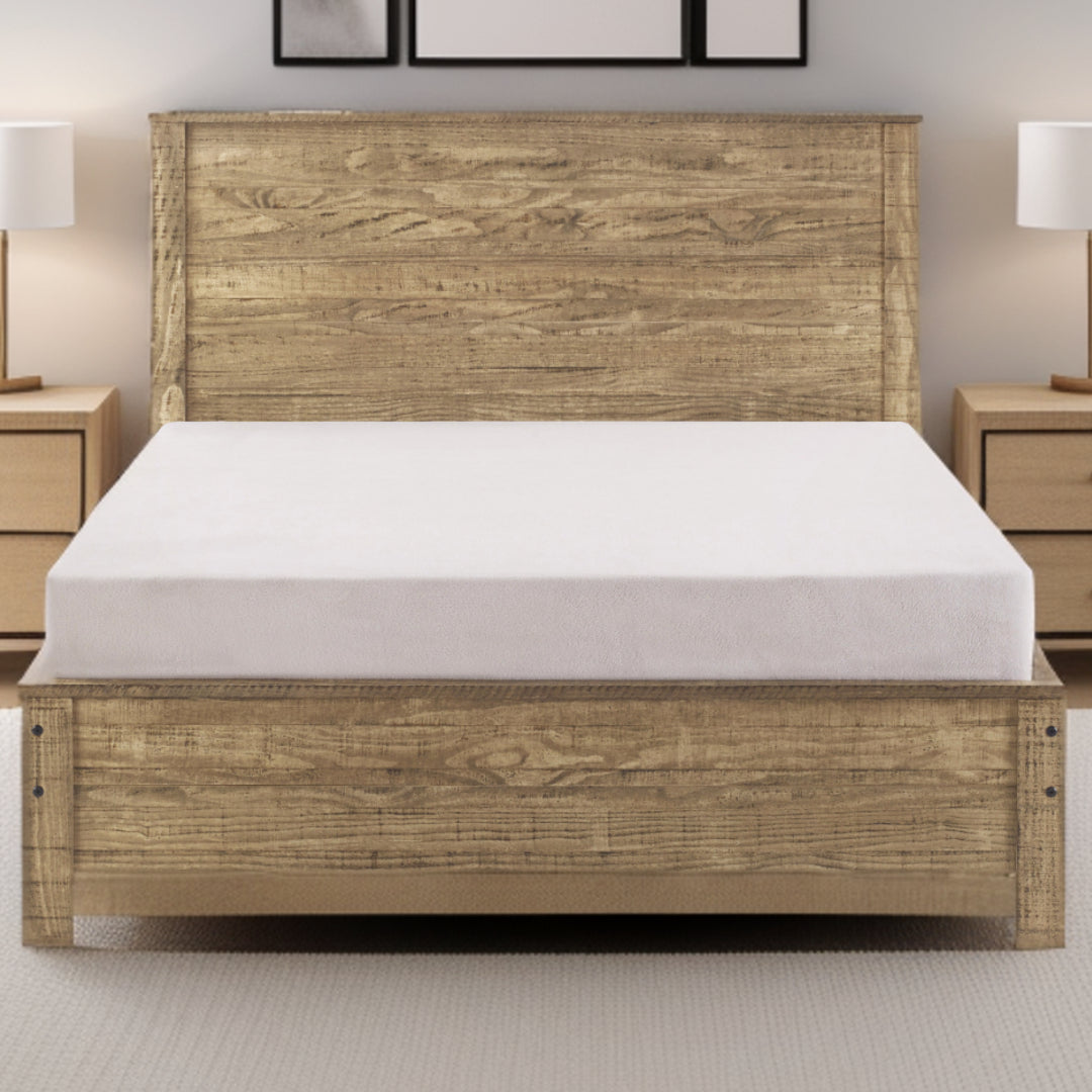 Dark Brown Solid Wood Queen Bed Frame