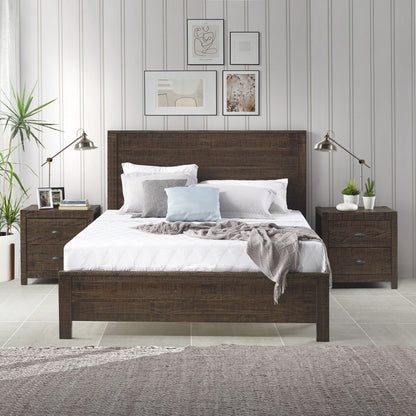 Walnut Brown Solid Wood Full Double Bed Frame