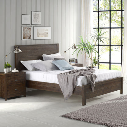 Walnut Brown Solid Wood Full Double Bed Frame