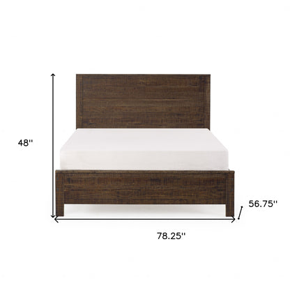 Walnut Brown Solid Wood Full Double Bed Frame