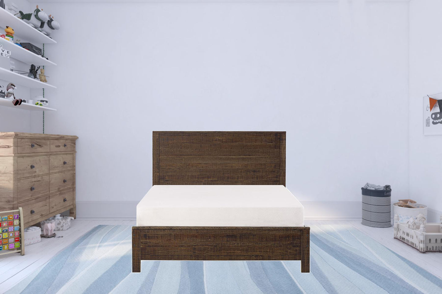 Walnut Brown Solid Wood Twin Bed Frame