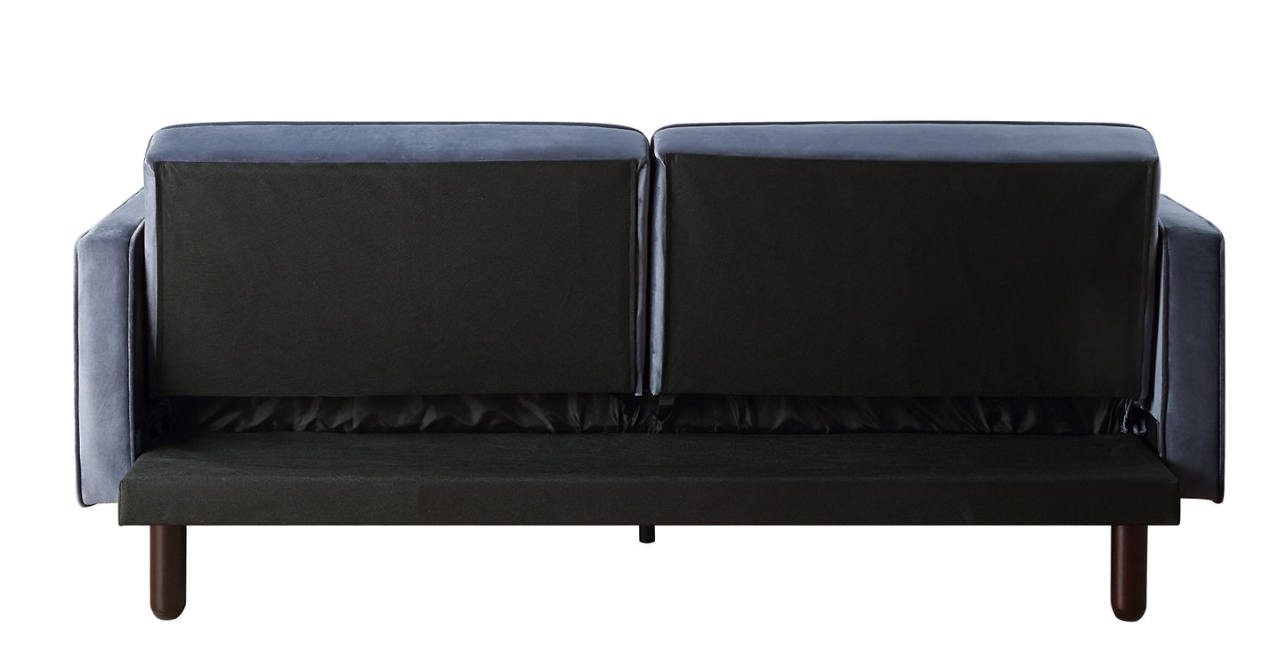 79" Dark Gray Velvet Convertible Futon Sleeper Sofa With Black Legs