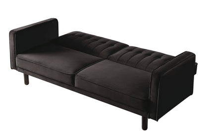 79" Dark Brown Velvet Sleeper Sofa With Black Legs