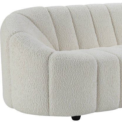 84" White Sherpa Sofa With Black Legs