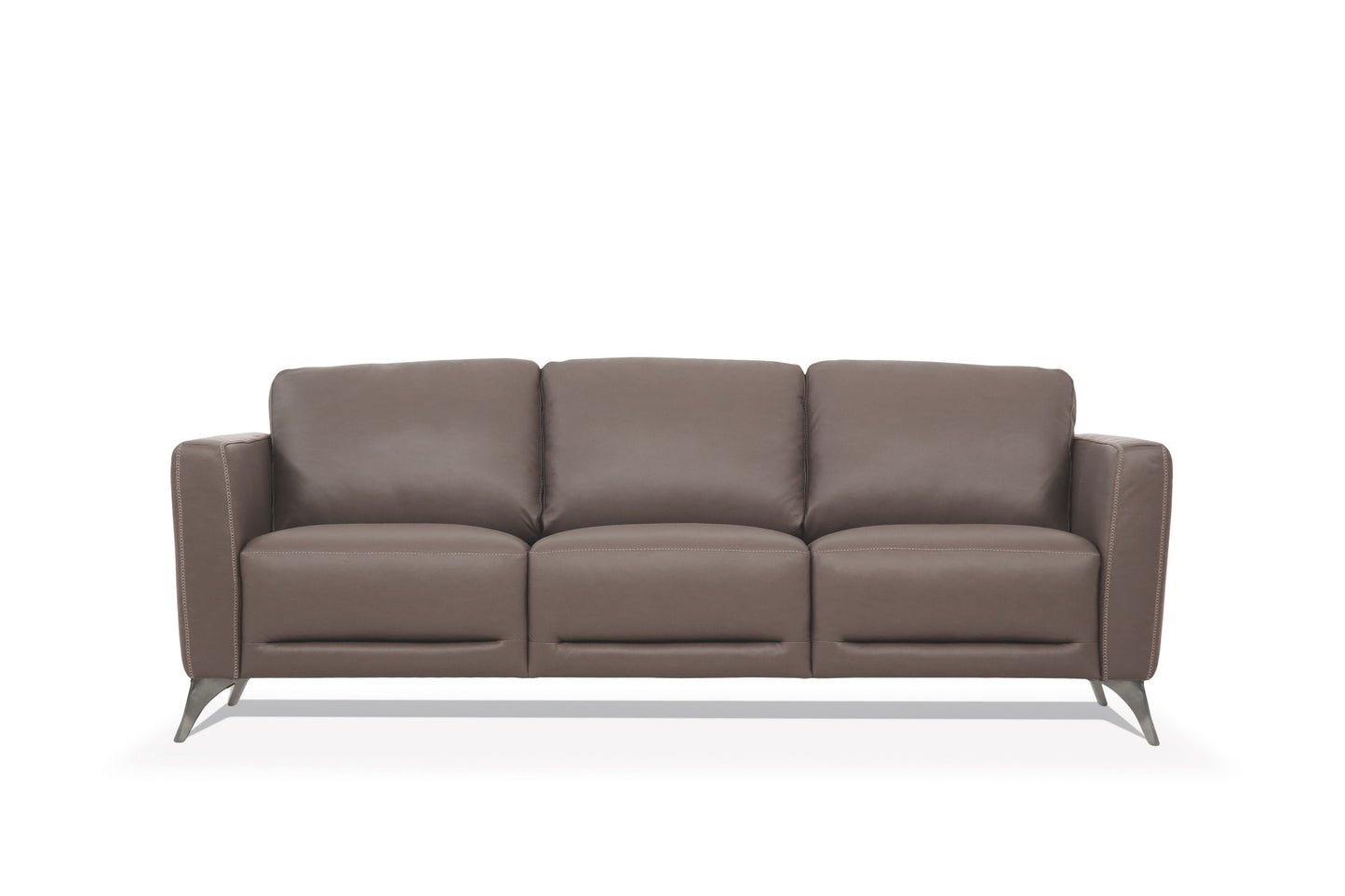 83" Taupe Leather Sofa With Black Legs