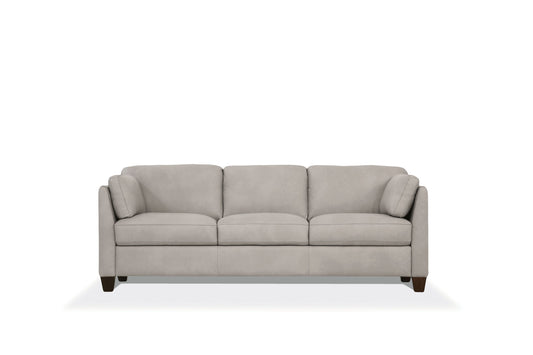 81" Light Gray Leather Sofa With Black Legs