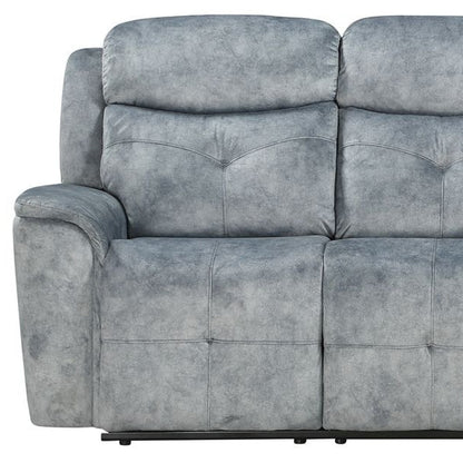 83" Gray Velvet Reclining Sofa With Black Legs