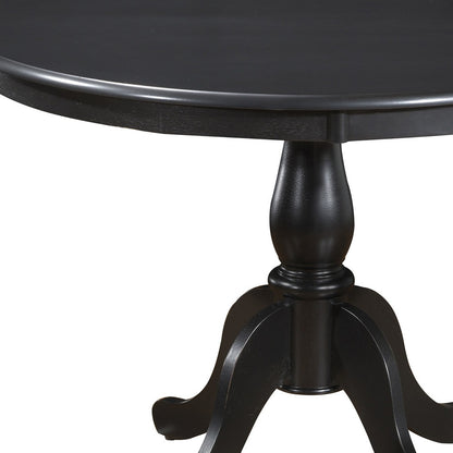 42" Black Rounded Solid Manufactured Wood And Solid Wood Pedestal Base Dining Table