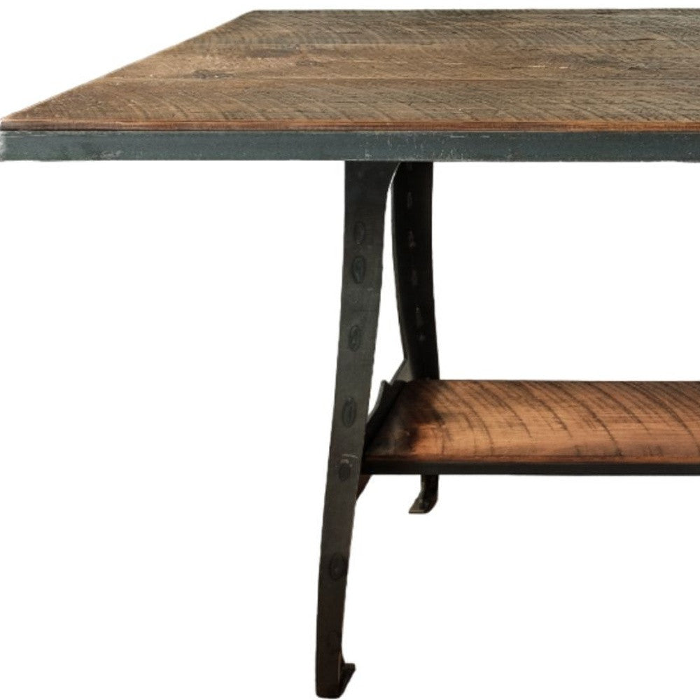 72" Brown And Black Solid Wood And Steel Sled Base Dining Table