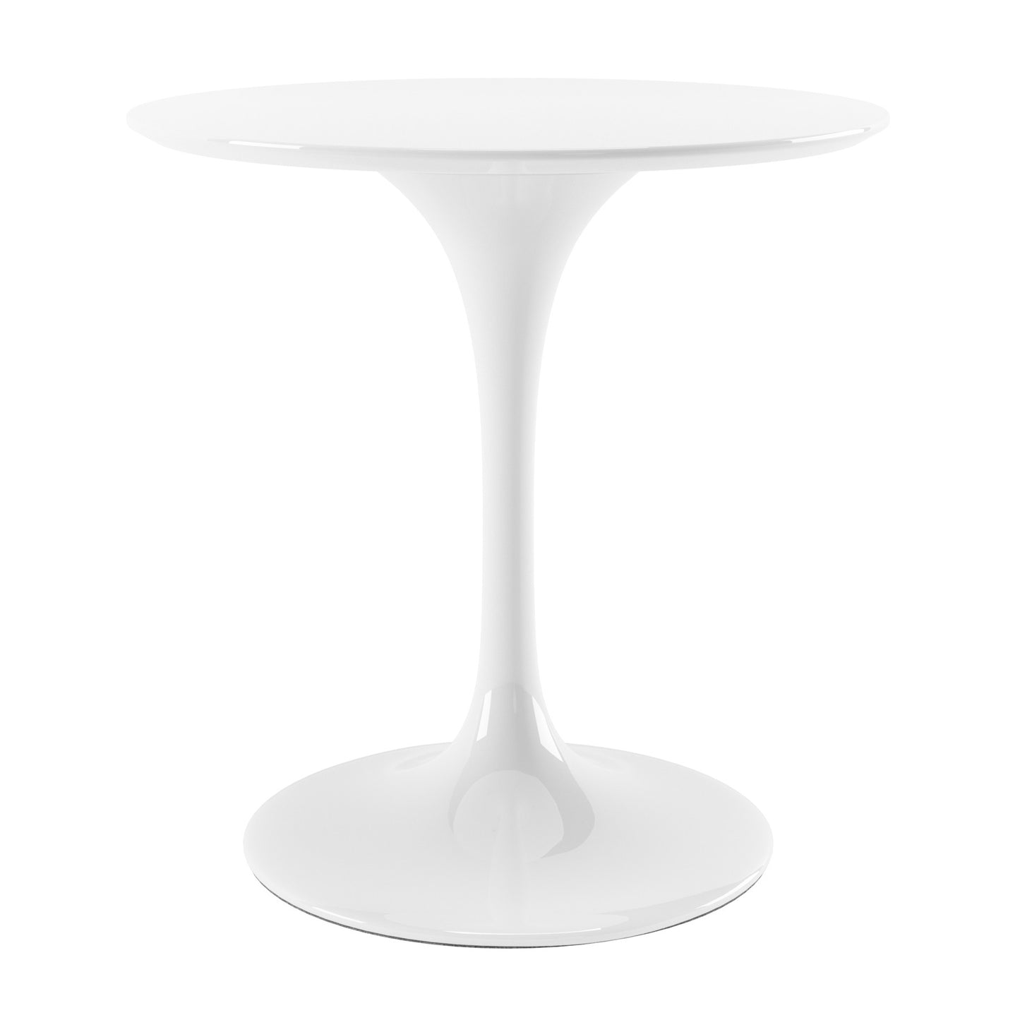 32" White Rounded Fiberglass And Metal Pedestal Base Dining Table