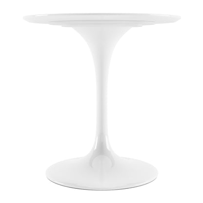 32" White Rounded Fiberglass And Metal Pedestal Base Dining Table