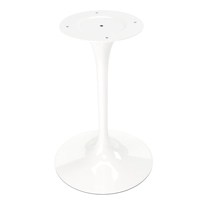 40" White Rounded Stone And Metal Pedestal Base Dining Table