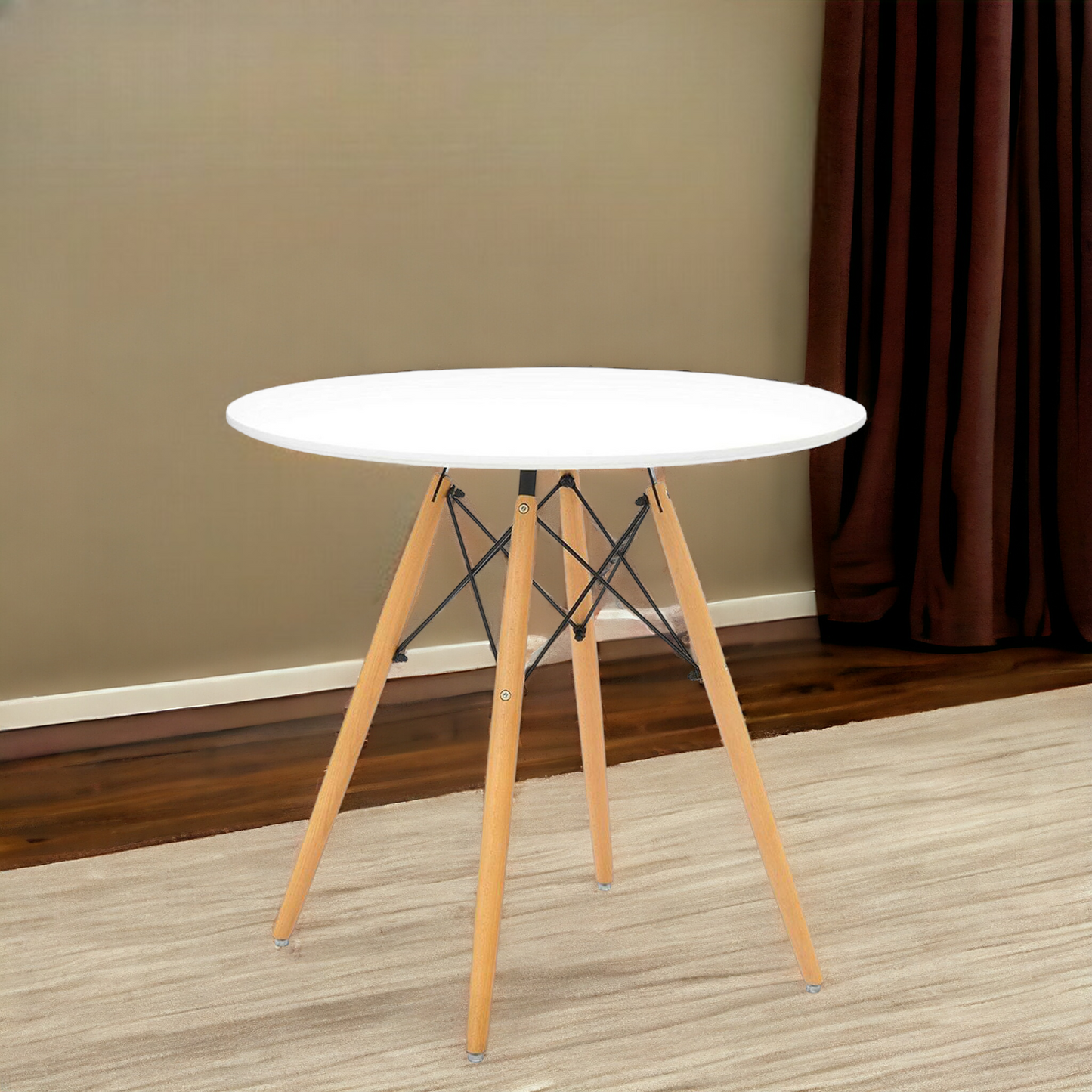 36" White And Natural Solid Wood Dining Table