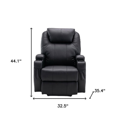 33" Black Power Heated Massage Lift Assist Recliner