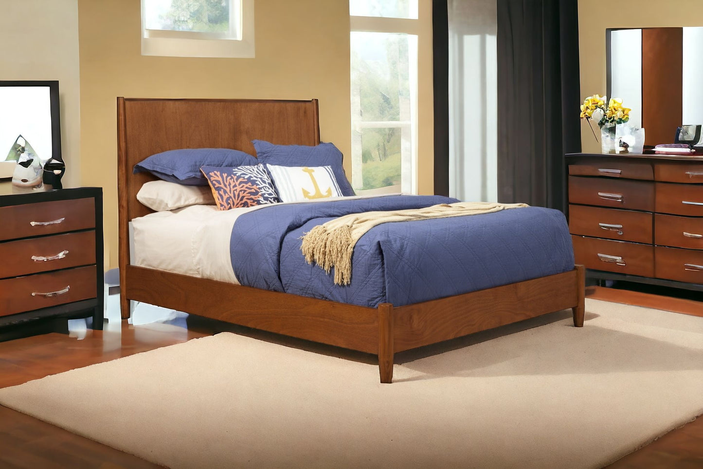 Brown Solid and Manufactured Wood King Bed