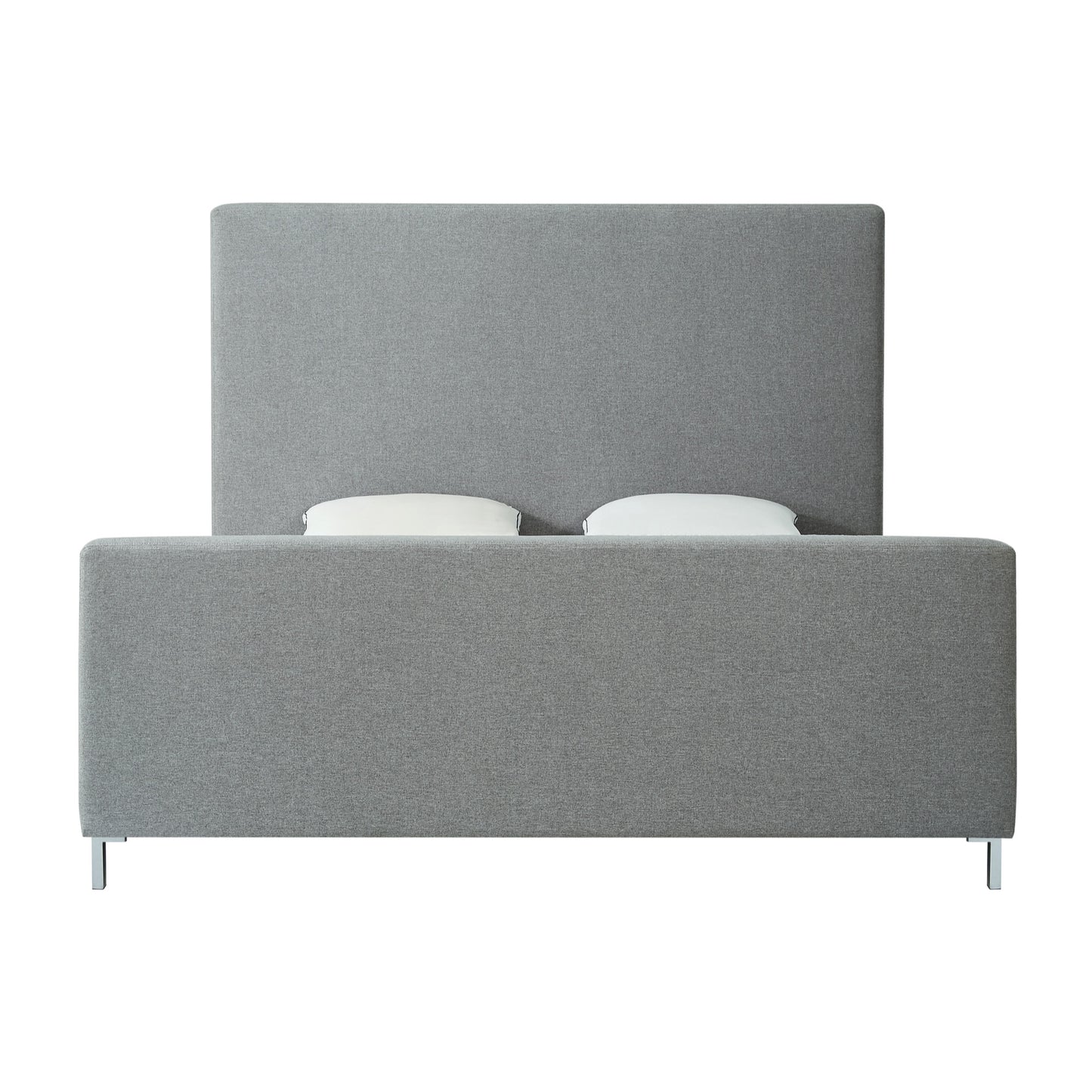 Gray Solid Wood Queen Upholstered Velvet Bed