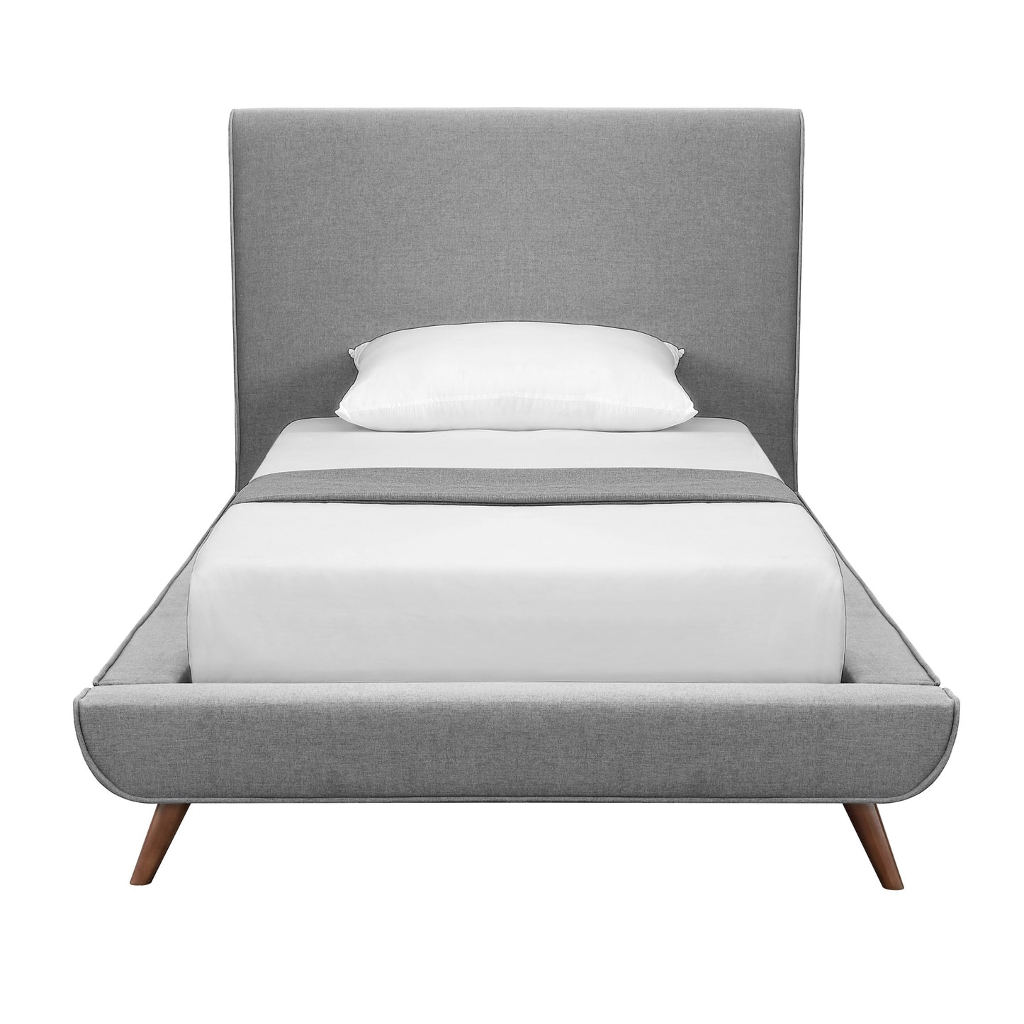 Charcoal Solid Wood Twin Upholstered Linen Bed