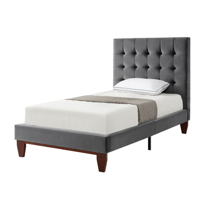 Blush Solid Wood Queen Tufted Upholstered Velvet Bed