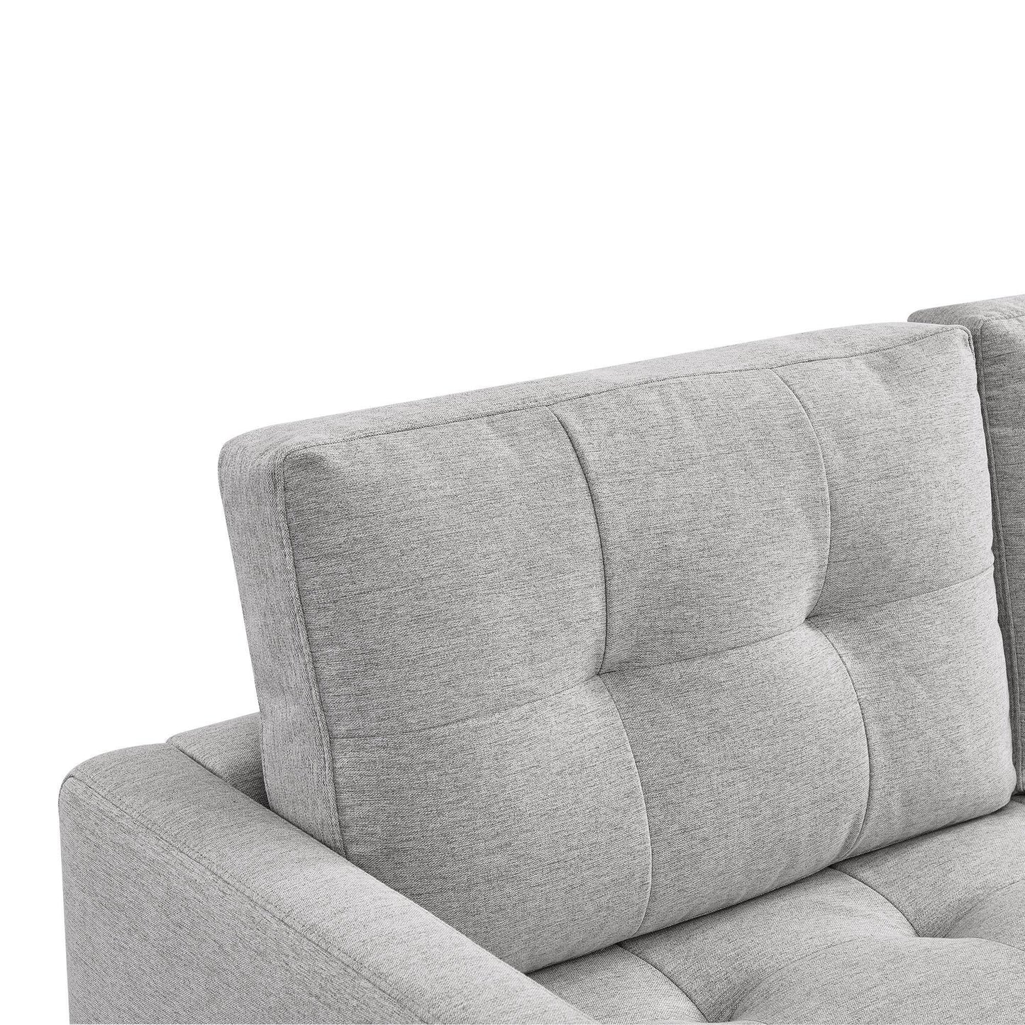 87" Light Gray Polyester Blend Sofa With Ottoman With Natural Legs