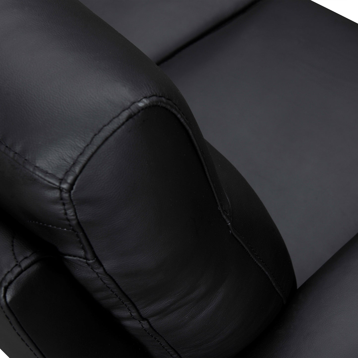 83" Black Leather Sofa With Brown Legs