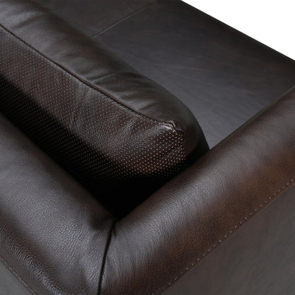 85" Dark Brown Leather Sofa With Brown Legs