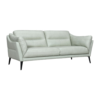 87" Mint Green Leather Sofa With Black Legs