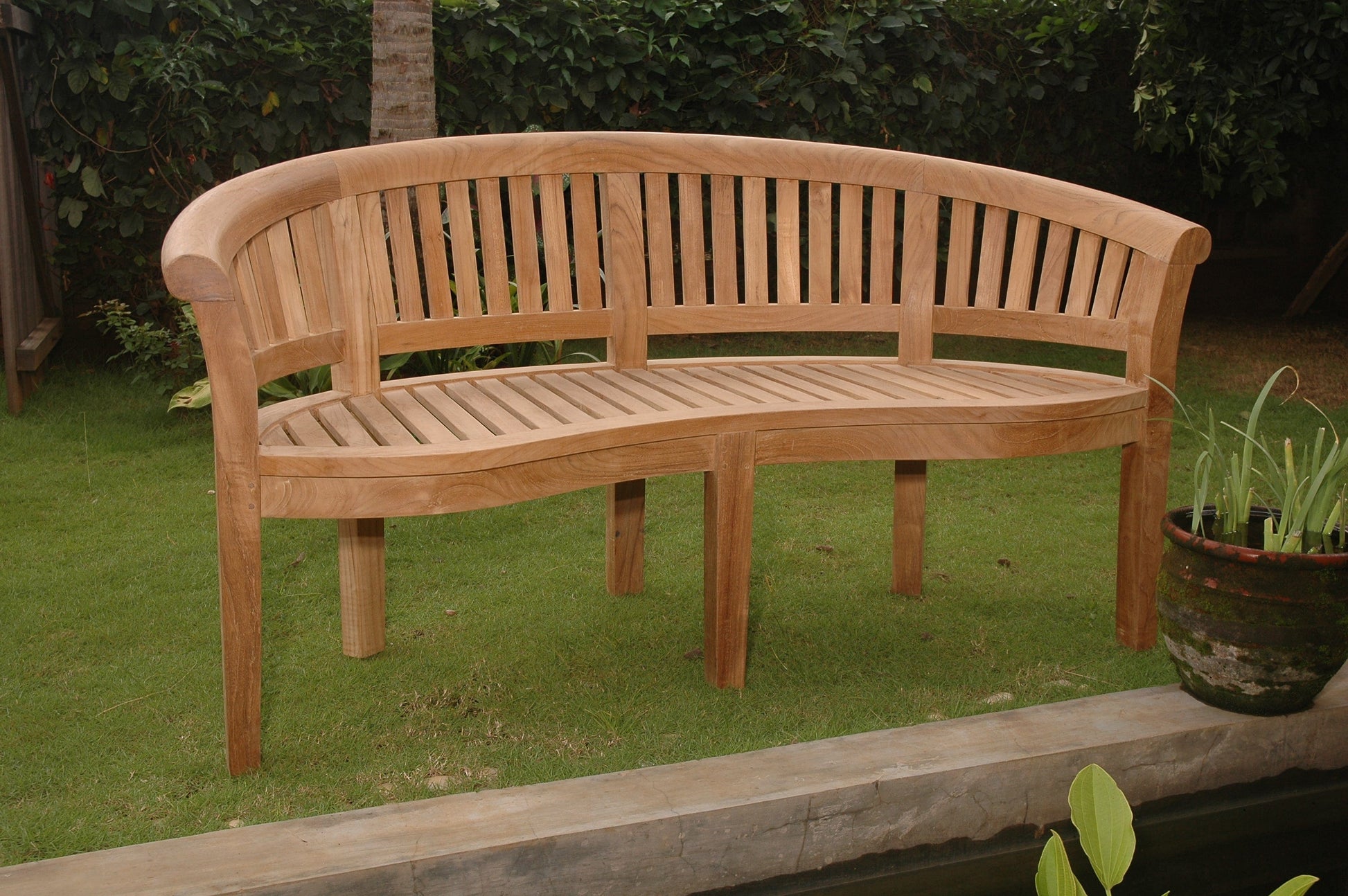 Outdoor Bench Curve 3-Seater Bench Extra Thick Wood Men's Digs